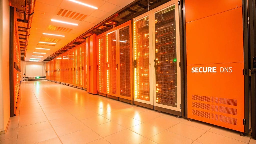 Secure DNS servers and DNSSEC protection illustration