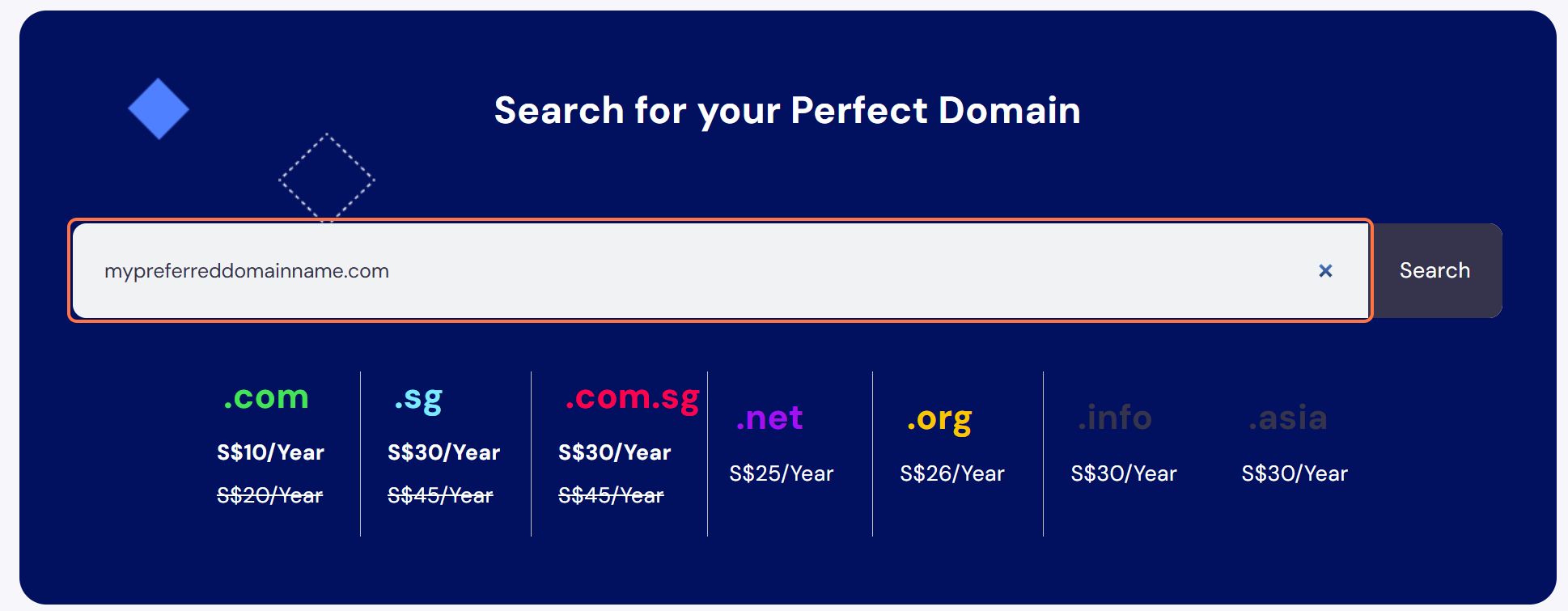 Fill up domain to search in the search bar