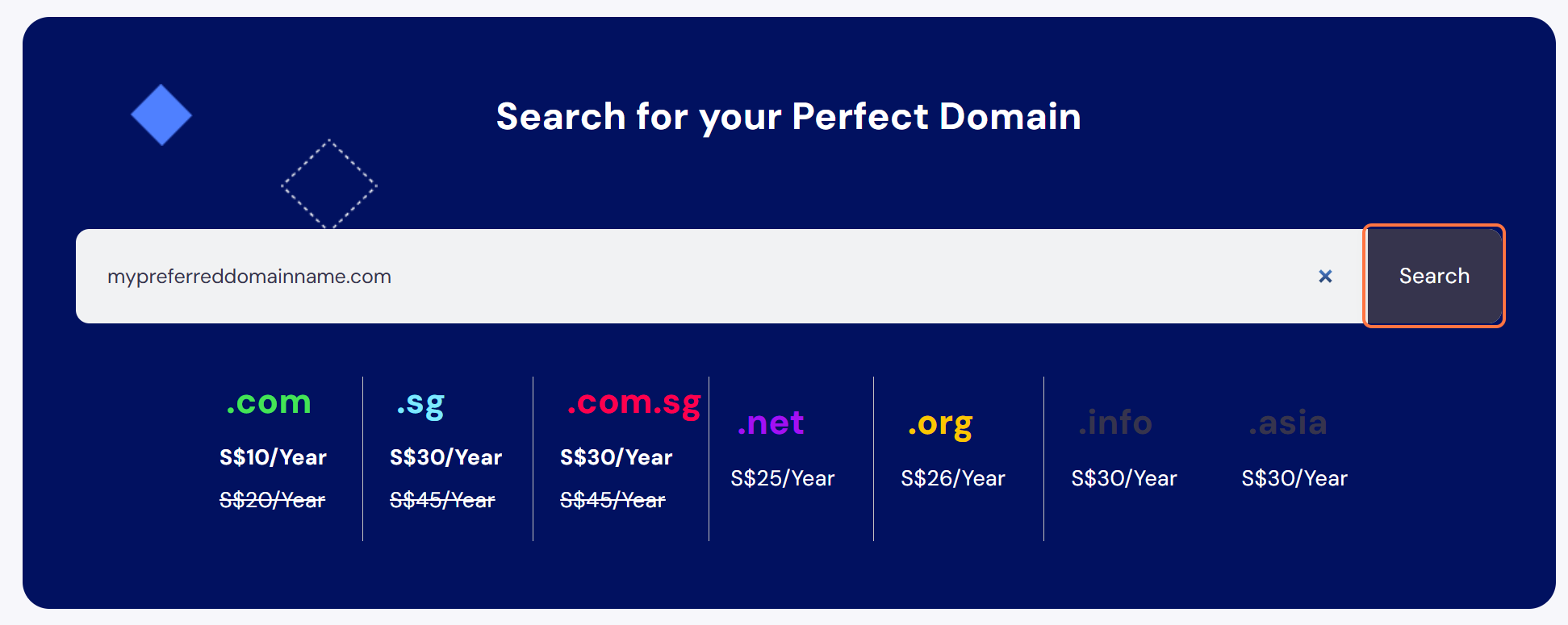 Search domain button